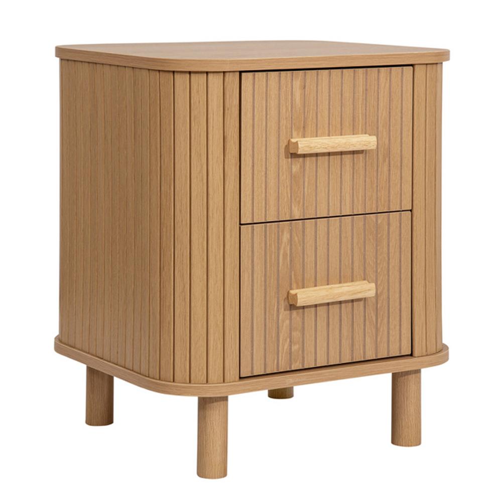 Avenel Wooden Bedside Cabinet With 2 Drawers In Oak
