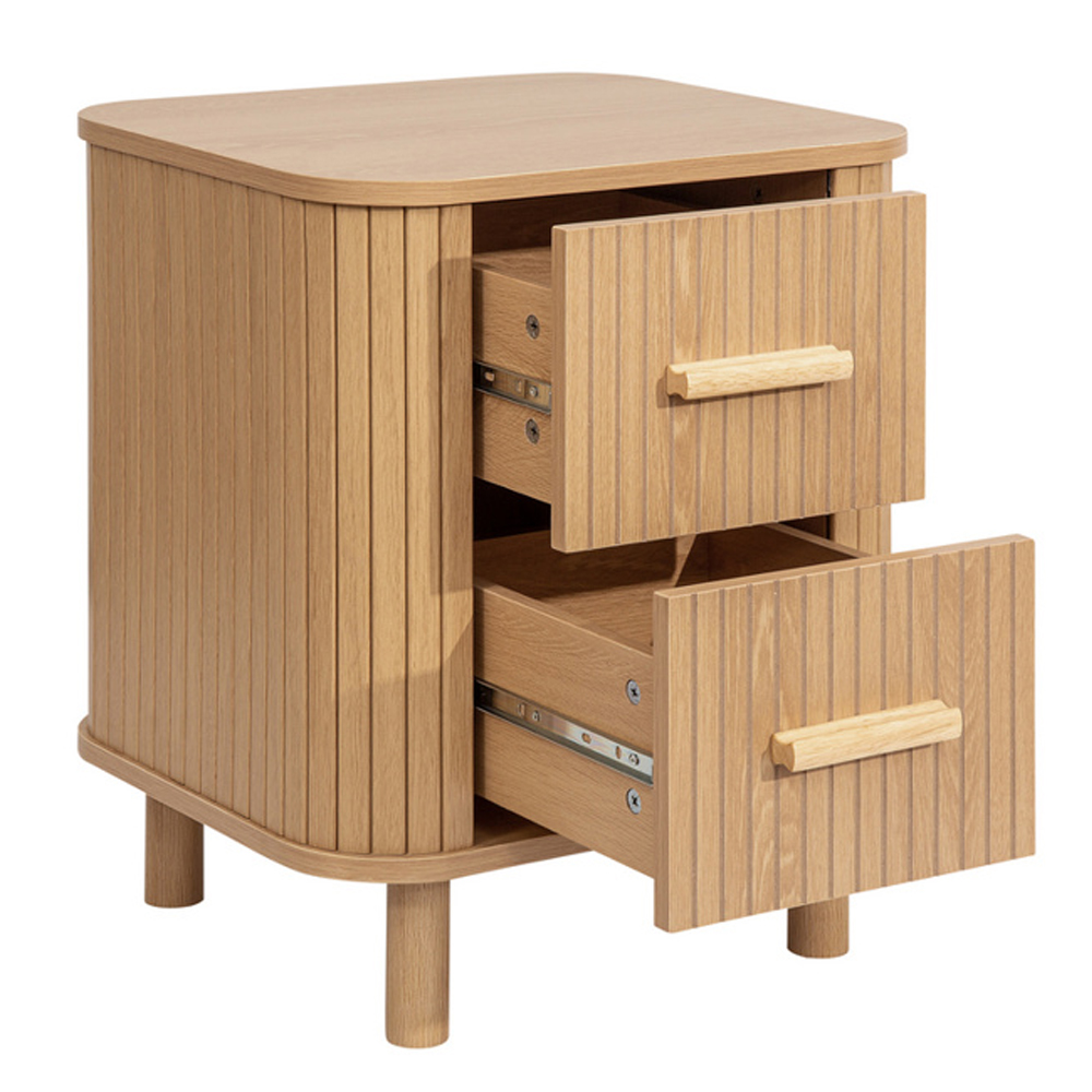 Avenel Wooden Bedside Cabinet With 2 Drawers In Oak