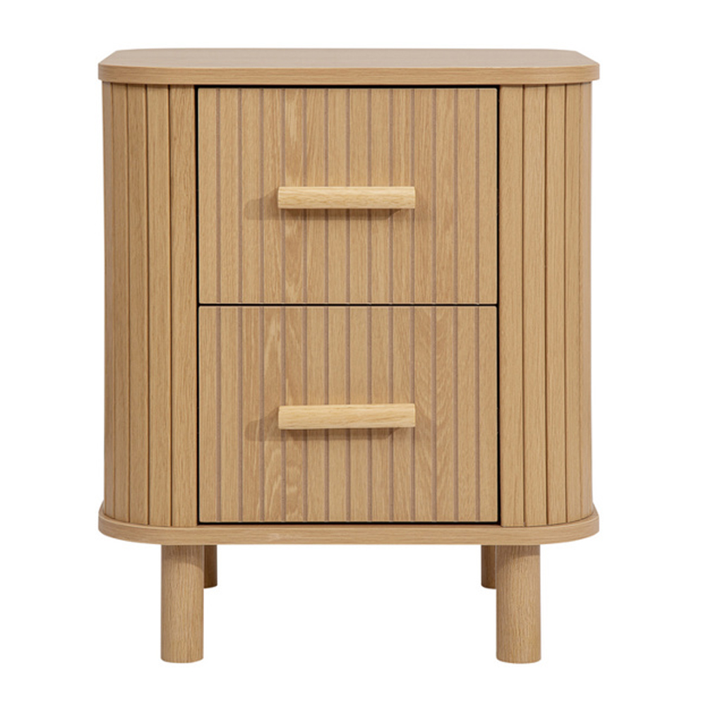 Avenel Wooden Bedside Cabinet With 2 Drawers In Oak