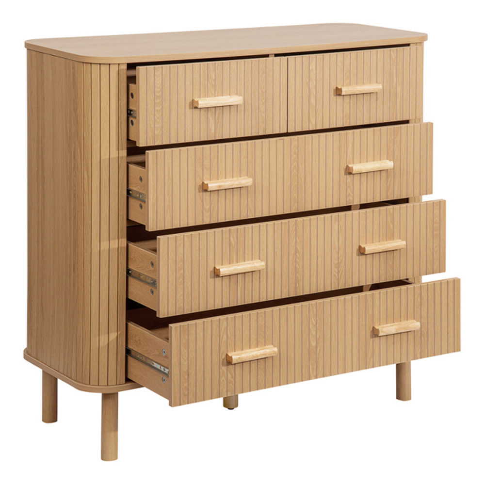 Avenel Wooden Chest Of 5 Drawers In Oak