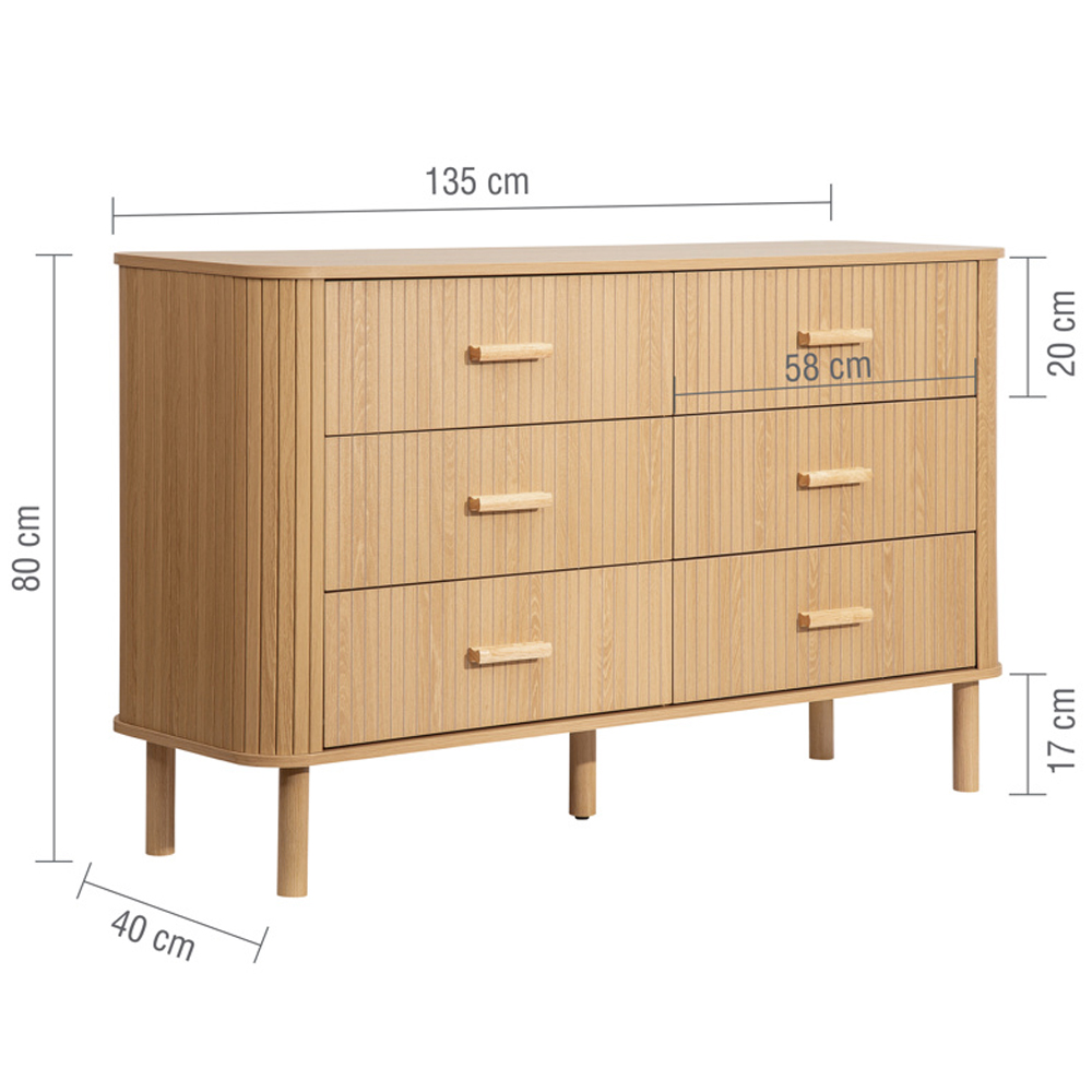 Avenel Wooden Chest Of 6 Drawers In Oak