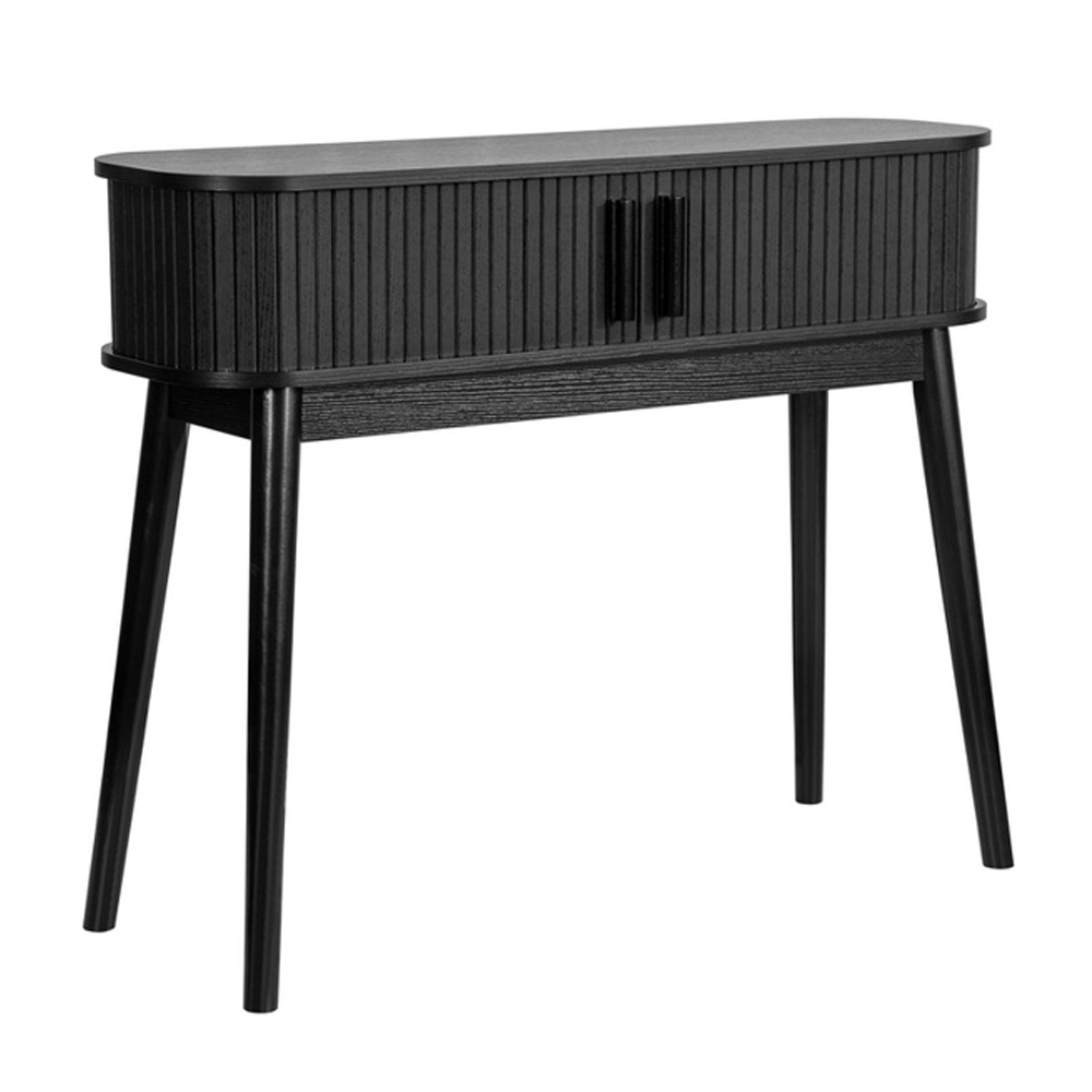 Avenel Wooden Console Table With 2 Sliding Doors In Black