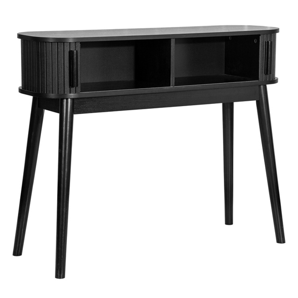 Avenel Wooden Console Table With 2 Sliding Doors In Black