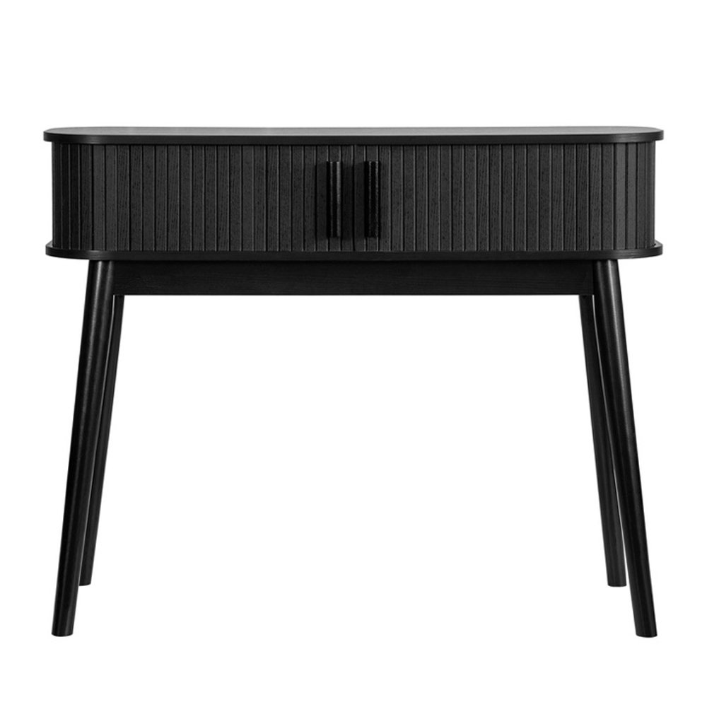 Avenel Wooden Console Table With 2 Sliding Doors In Black
