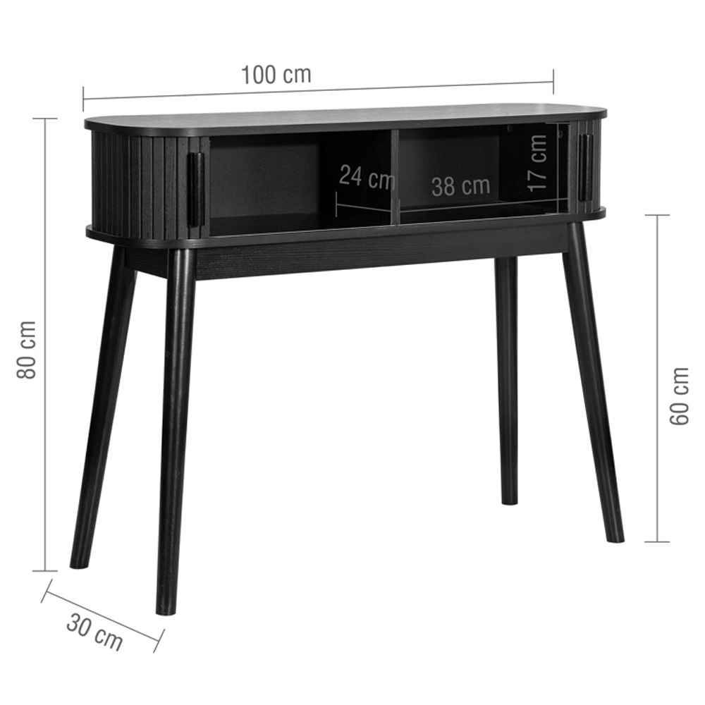 Avenel Wooden Console Table With 2 Sliding Doors In Black