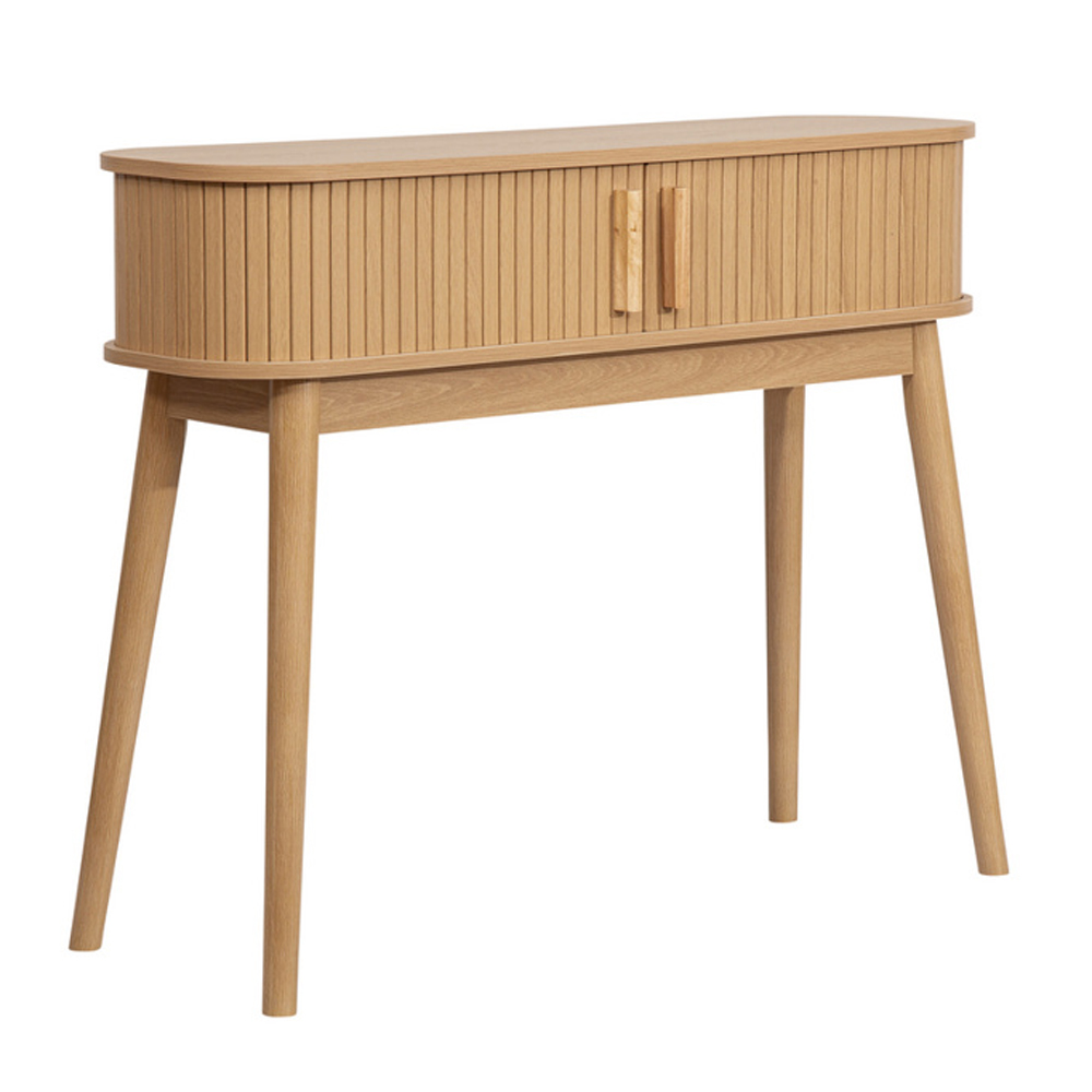 Avenel Wooden Console Table With 2 Sliding Doors In Oak