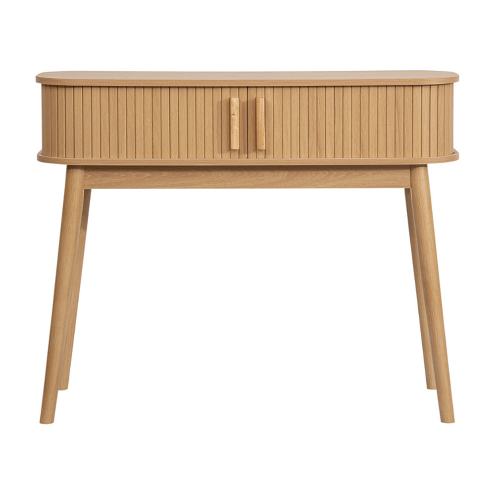 Avenel Wooden Console Table With 2 Sliding Doors In Oak