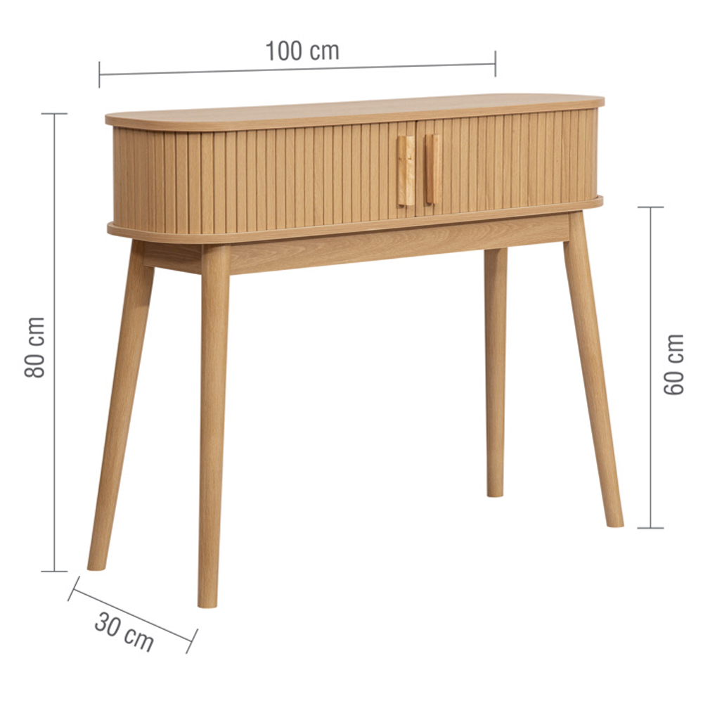 Avenel Wooden Console Table With 2 Sliding Doors In Oak
