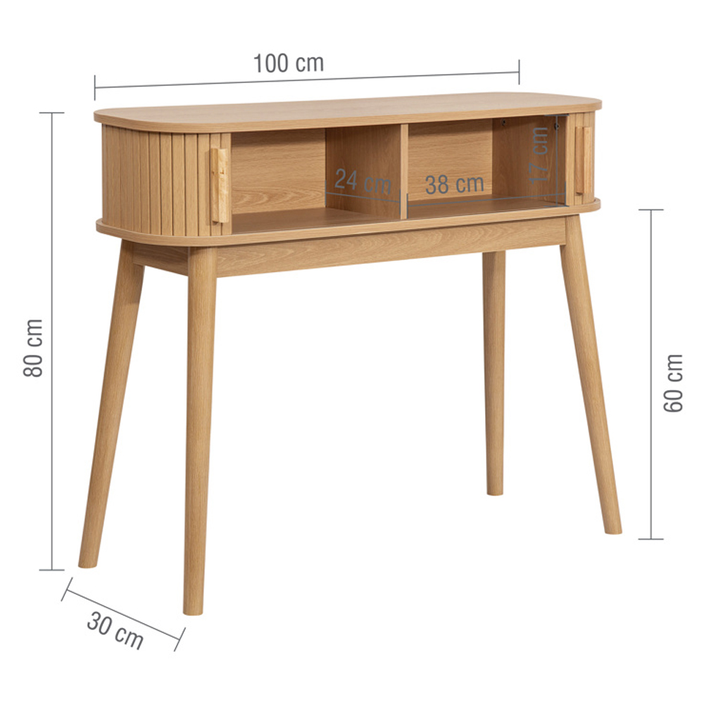 Avenel Wooden Console Table With 2 Sliding Doors In Oak