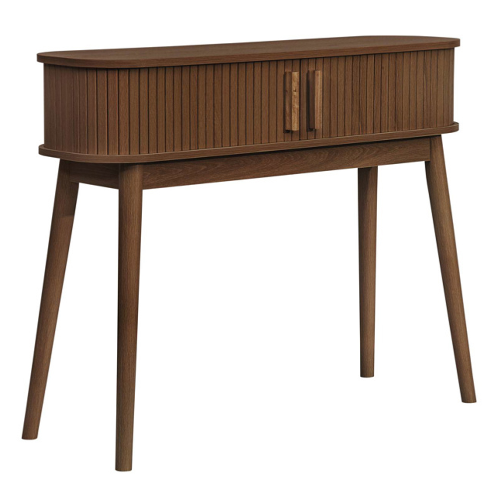 Avenel Wooden Console Table With 2 Sliding Doors In Walnut