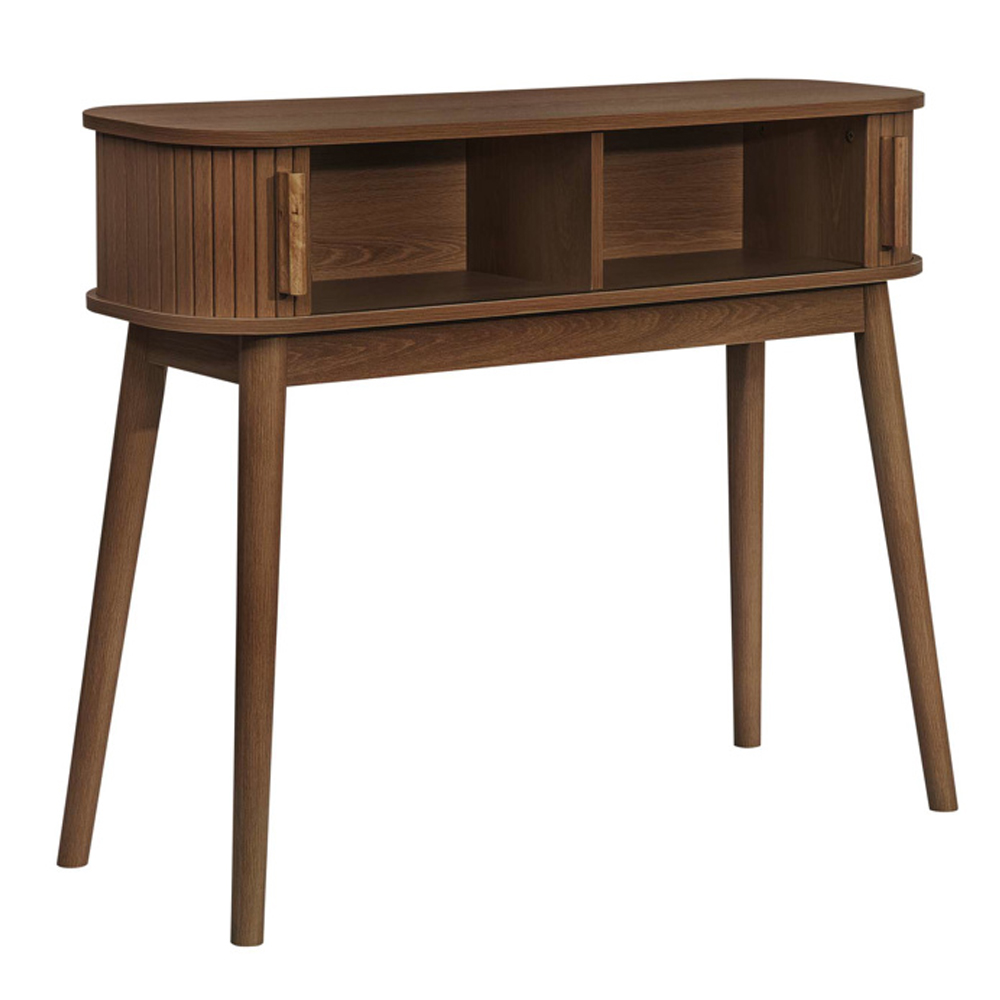 Avenel Wooden Console Table With 2 Sliding Doors In Walnut