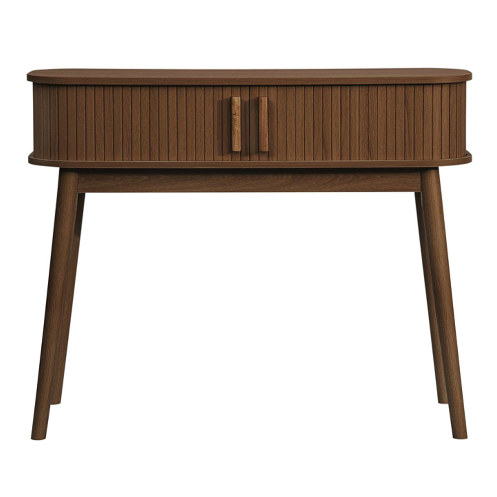 Avenel Wooden Console Table With 2 Sliding Doors In Walnut