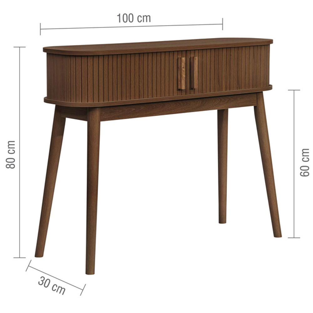 Avenel Wooden Console Table With 2 Sliding Doors In Walnut
