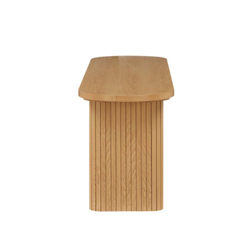 Avenel Wooden Fluted Dining Table with 2 Benches in Oak