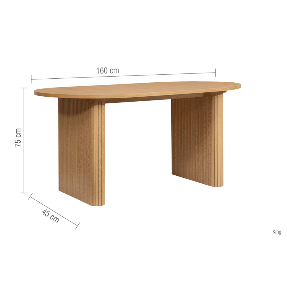 Avenel Wooden Fluted Dining Table with 2 Benches in Oak
