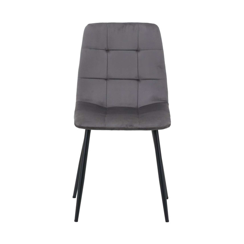 Avenel Wooden Fluted Dining Table with 2 Grey Chairs and 1 Bench in Black