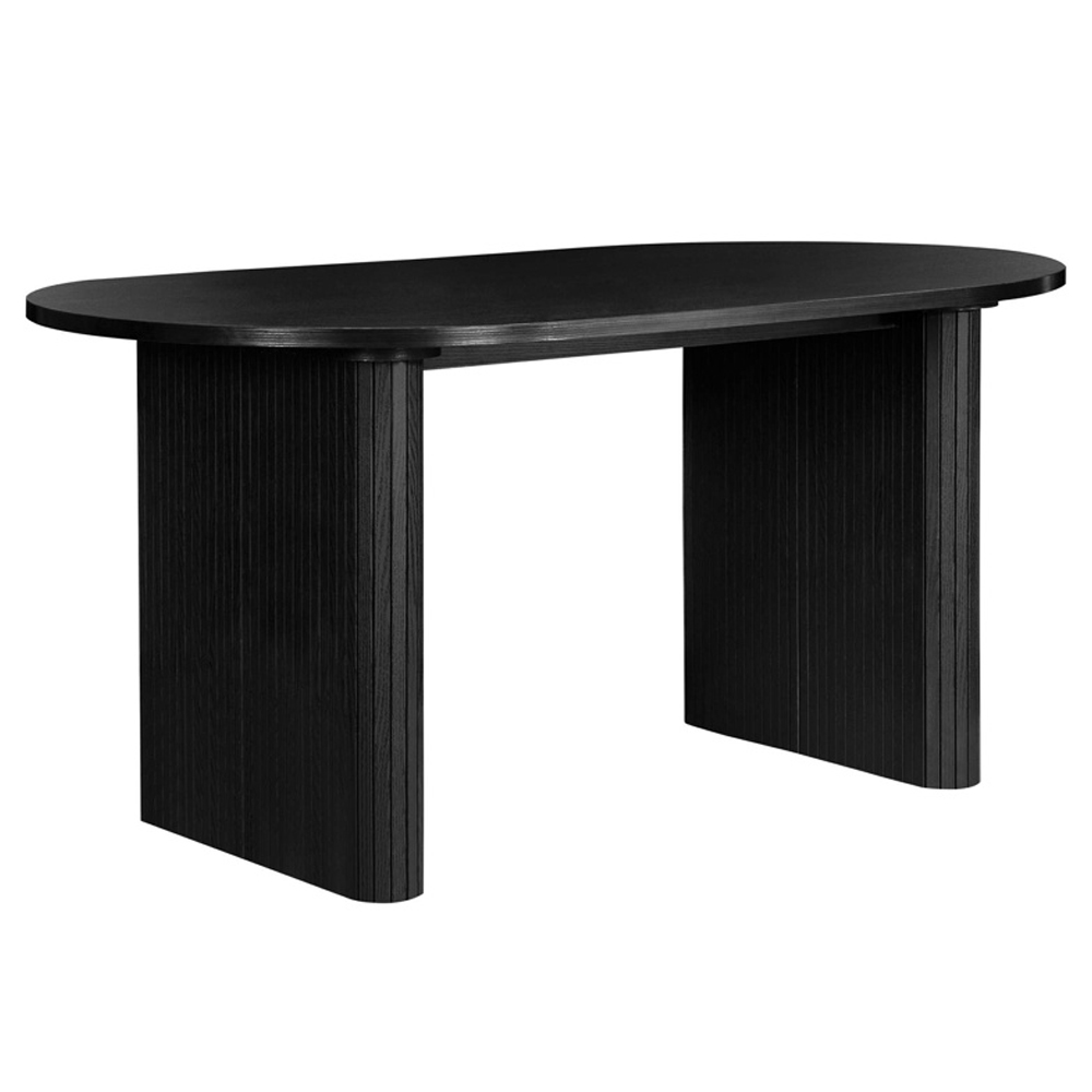 Avenel Wooden Oval Dining Table With 4 Grey Chairs In Black