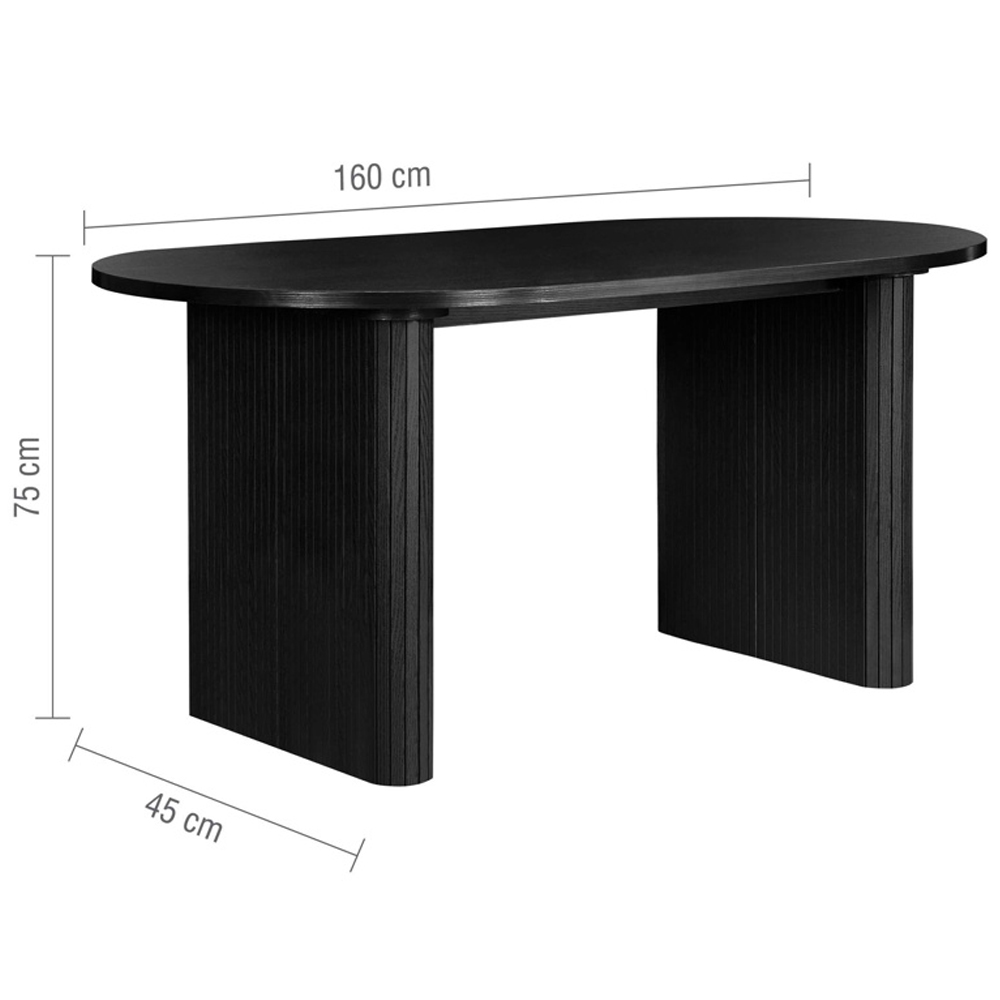 Avenel Wooden Oval Dining Table With 4 Grey Chairs In Black