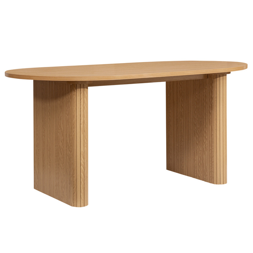 Avenel Wooden Oval Dining Table With 4 Grey Chairs In Oak