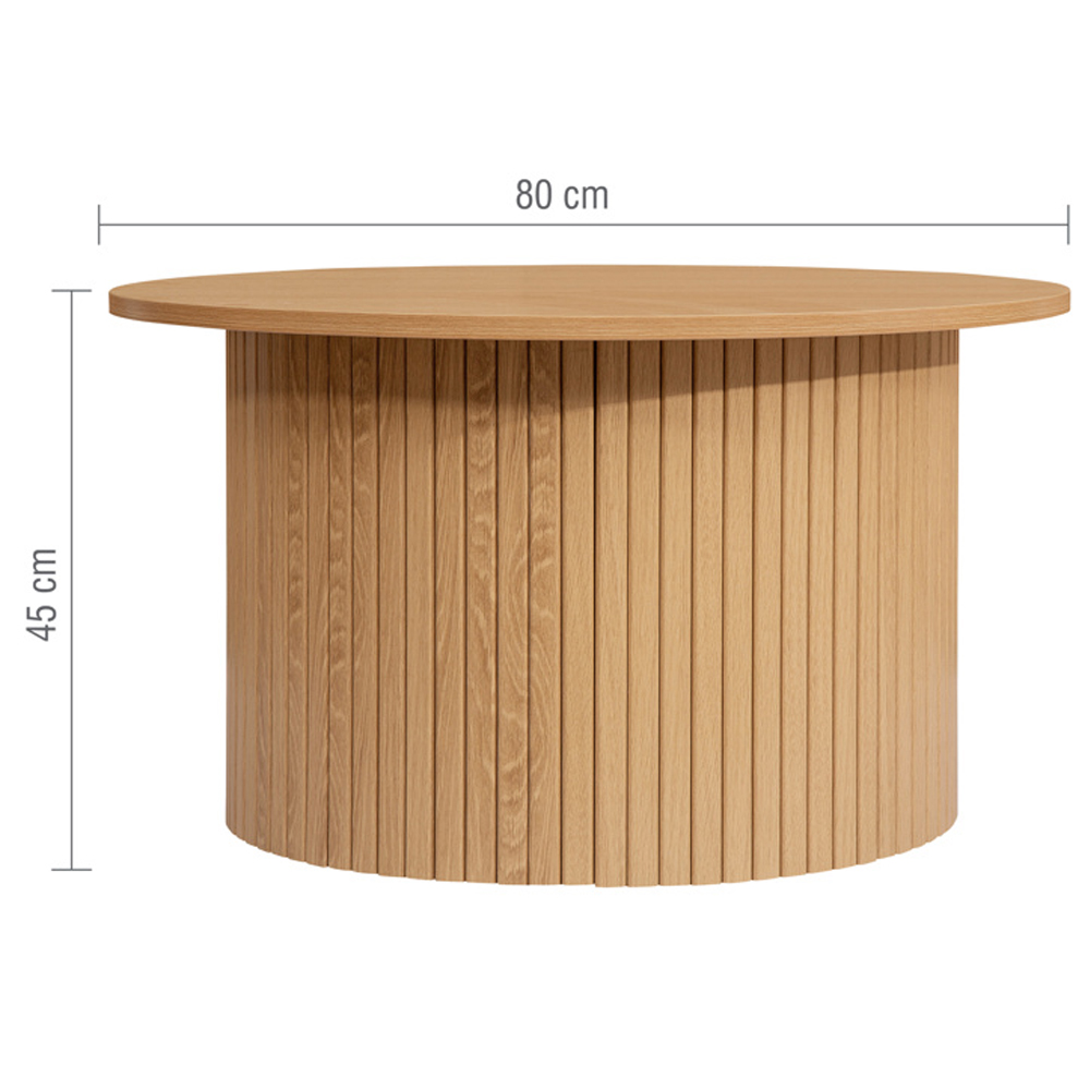 Avenel Wooden Round Coffee Table In Oak