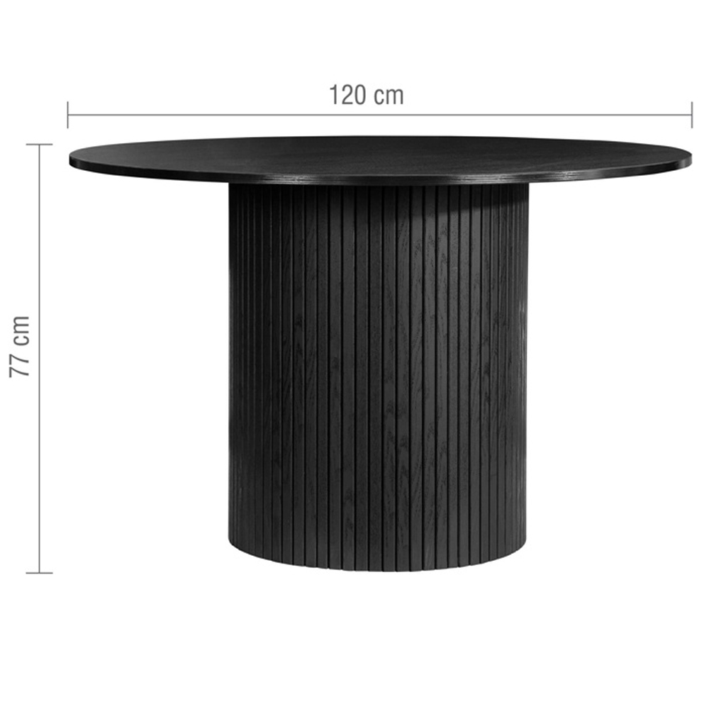 Avenel Wooden Round Dining Table With 4 Grey Chairs In Black
