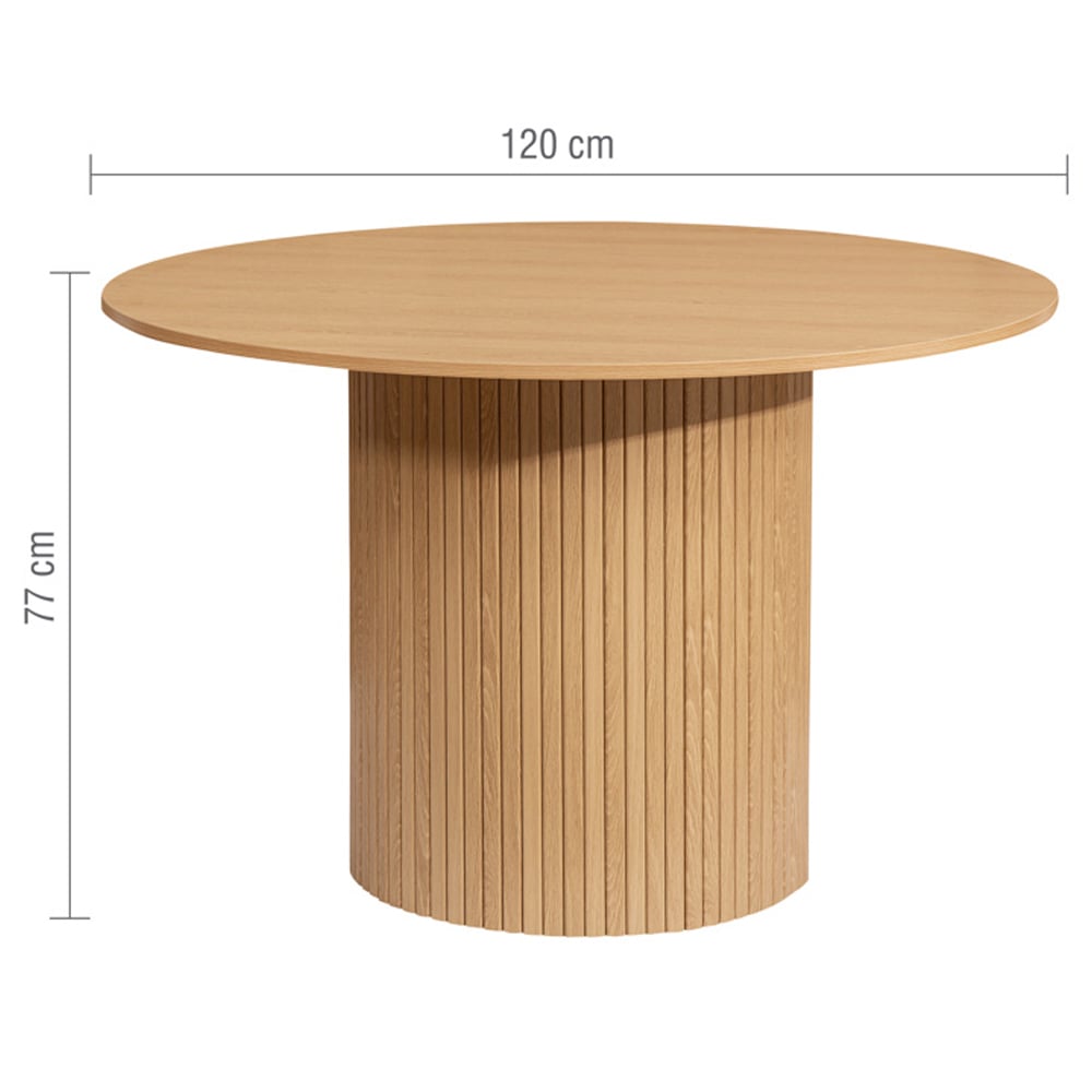 Avenel Wooden Round Dining Table In Oak