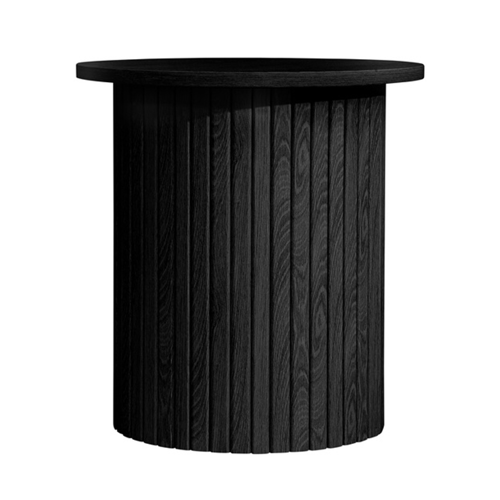 Avenel Wooden Round Side Table In Black