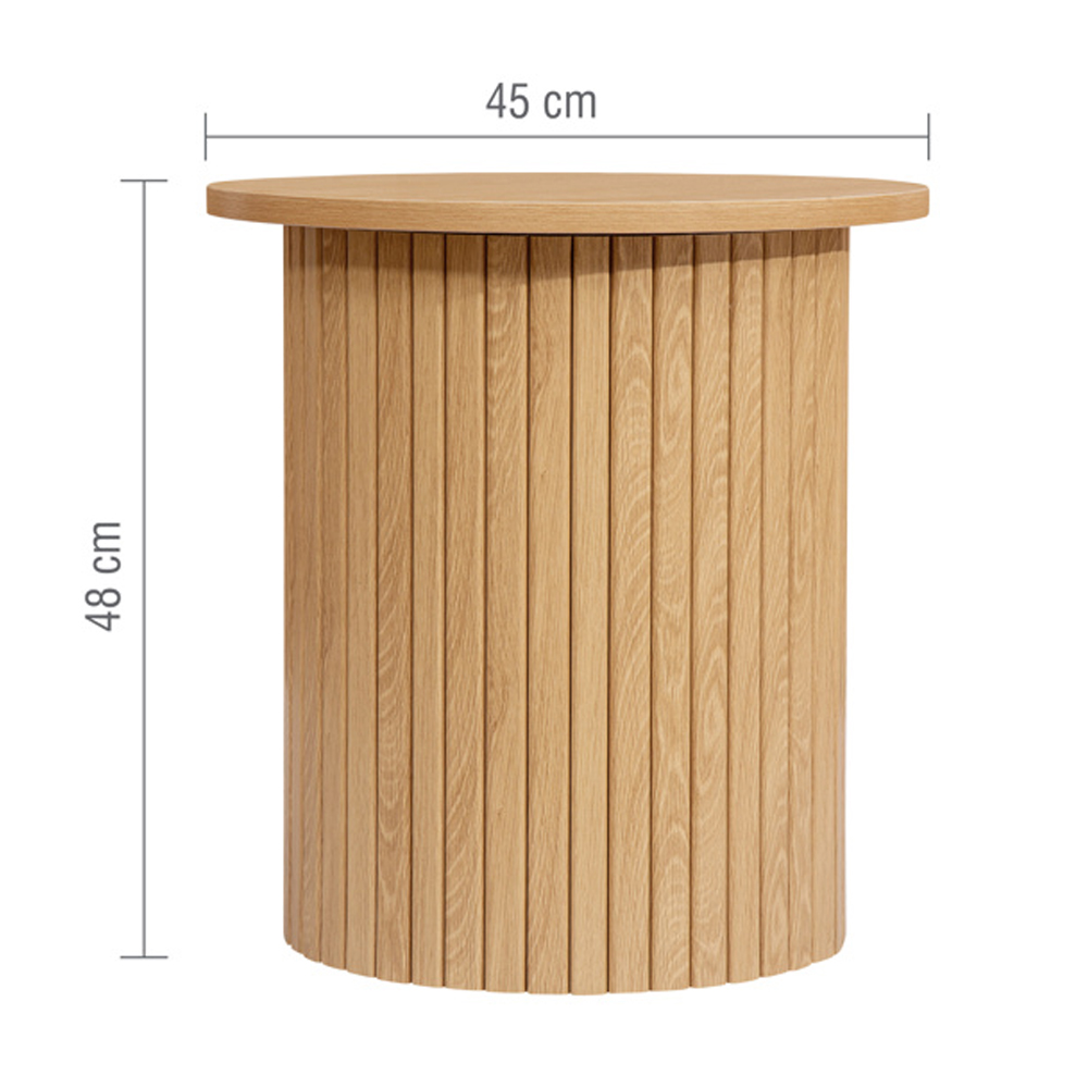 Avenel Wooden Round Side Table In Oak