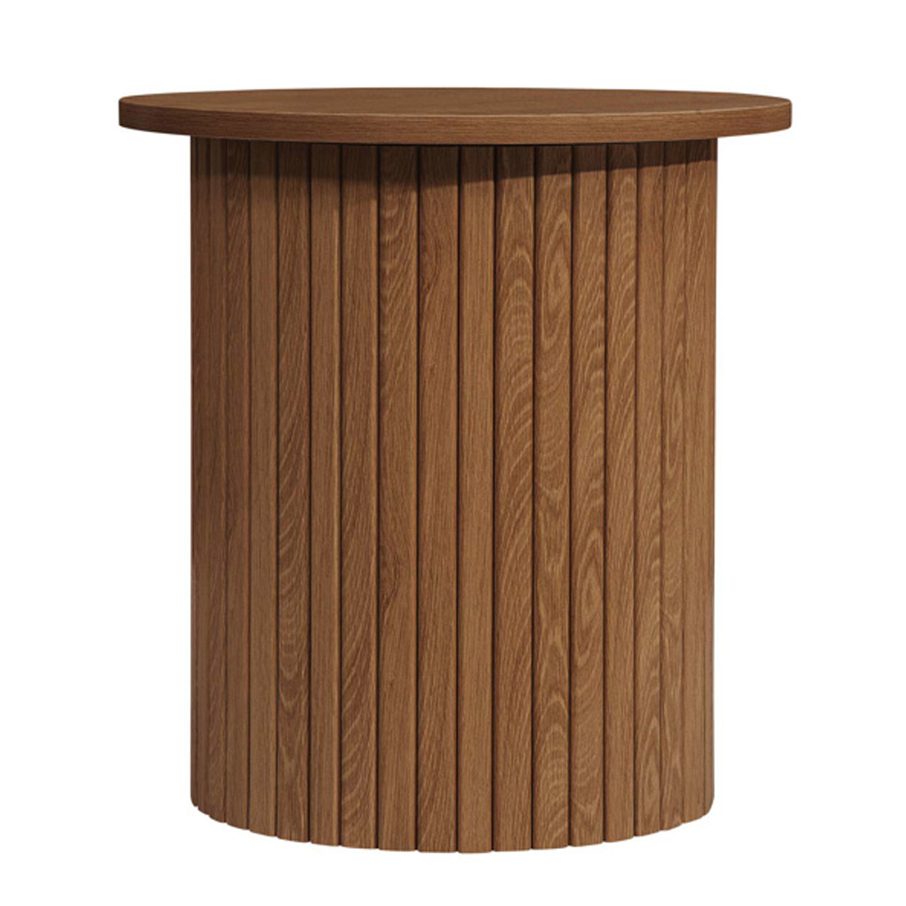 Avenel Wooden Round Side Table In Walnut