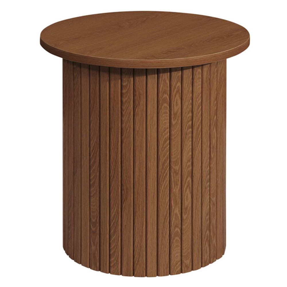 Avenel Wooden Round Side Table In Walnut