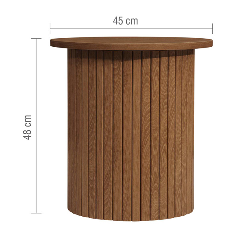 Avenel Wooden Round Side Table In Walnut