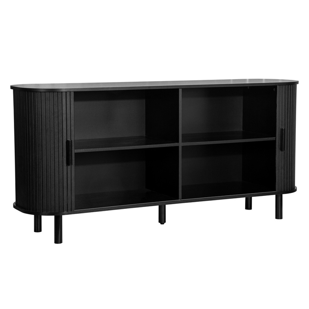 Avenel Wooden Storage Cabinet With 2 Sliding Doors In Black