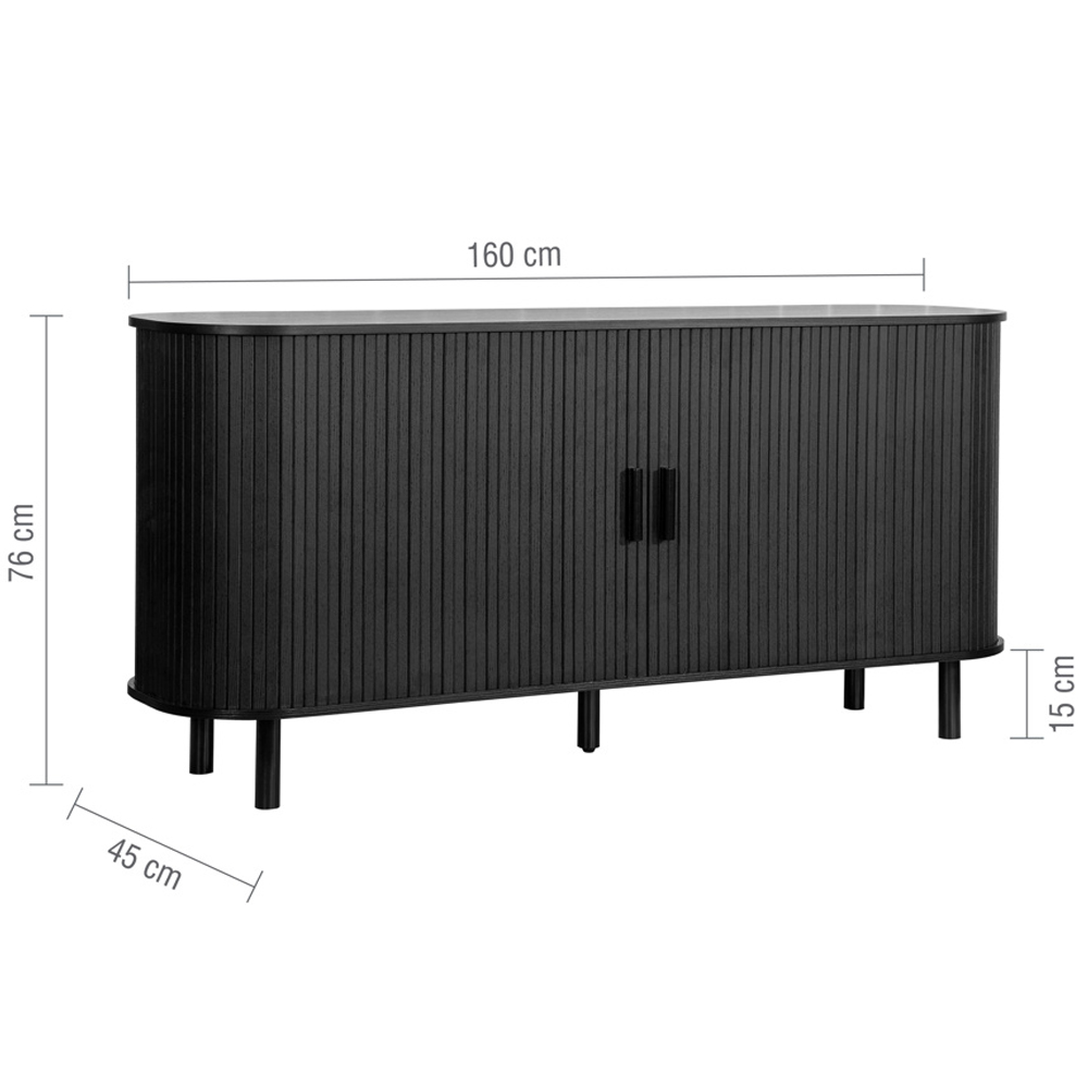 Avenel Wooden Storage Cabinet With 2 Sliding Doors In Black