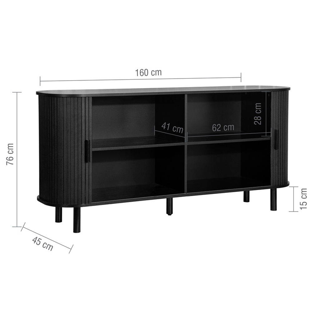 Avenel Wooden Storage Cabinet With 2 Sliding Doors In Black