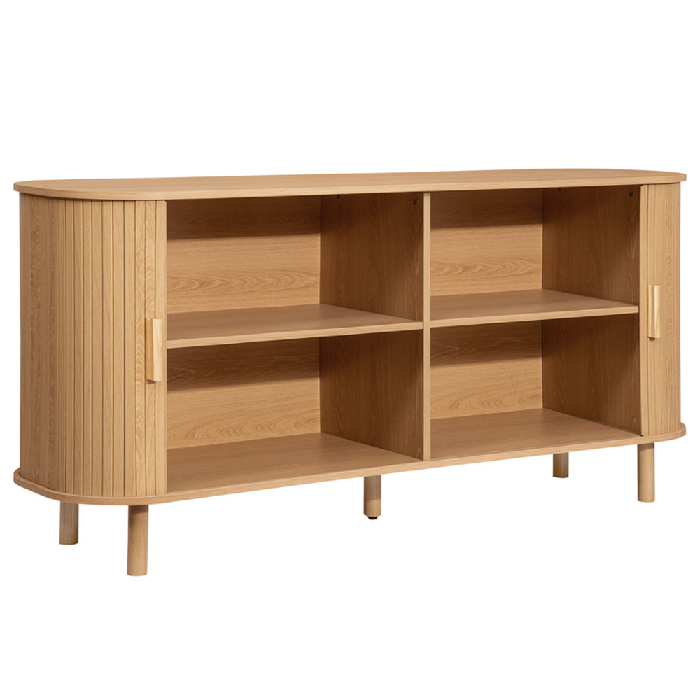 Avenel Wooden Storage Cabinet With 2 Sliding Doors In Oak