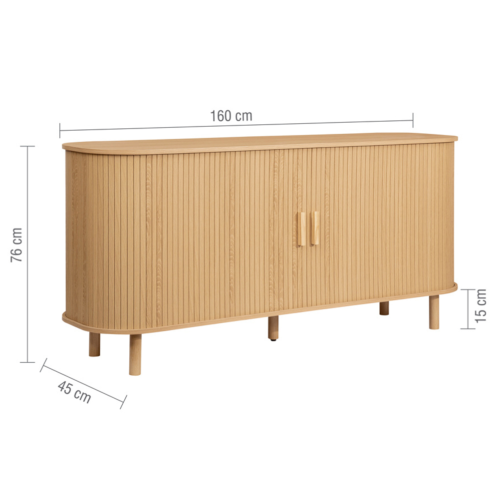 Avenel Wooden Storage Cabinet With 2 Sliding Doors In Oak