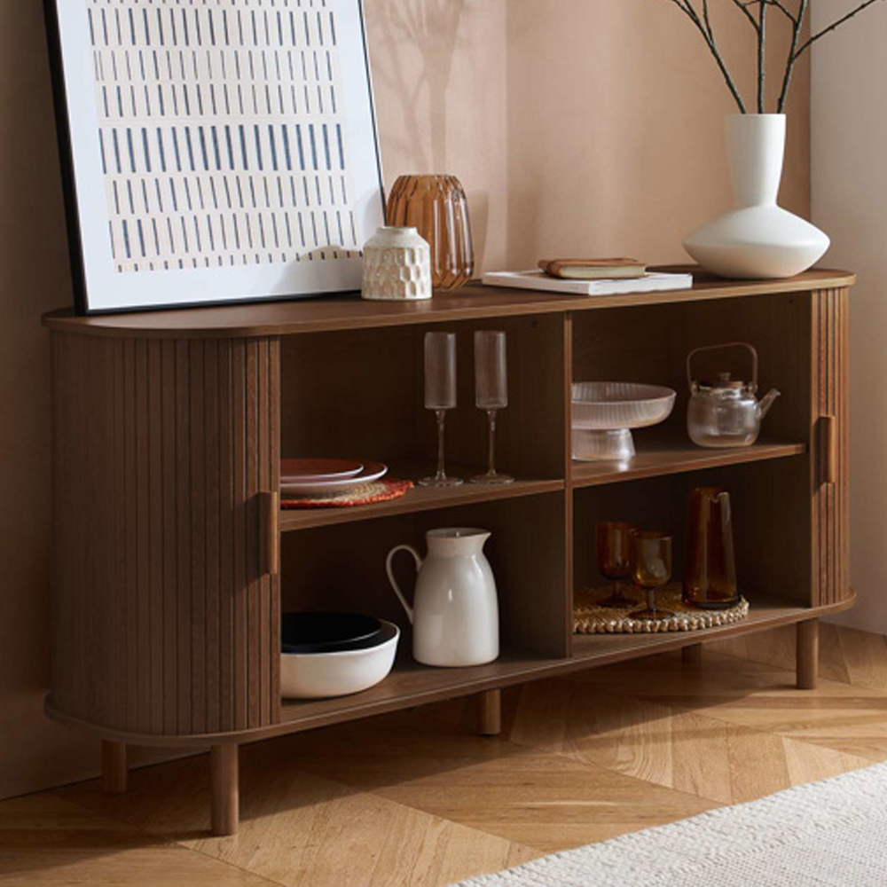 Avenel Wooden Storage Cabinet With 2 Sliding Doors In Walnut