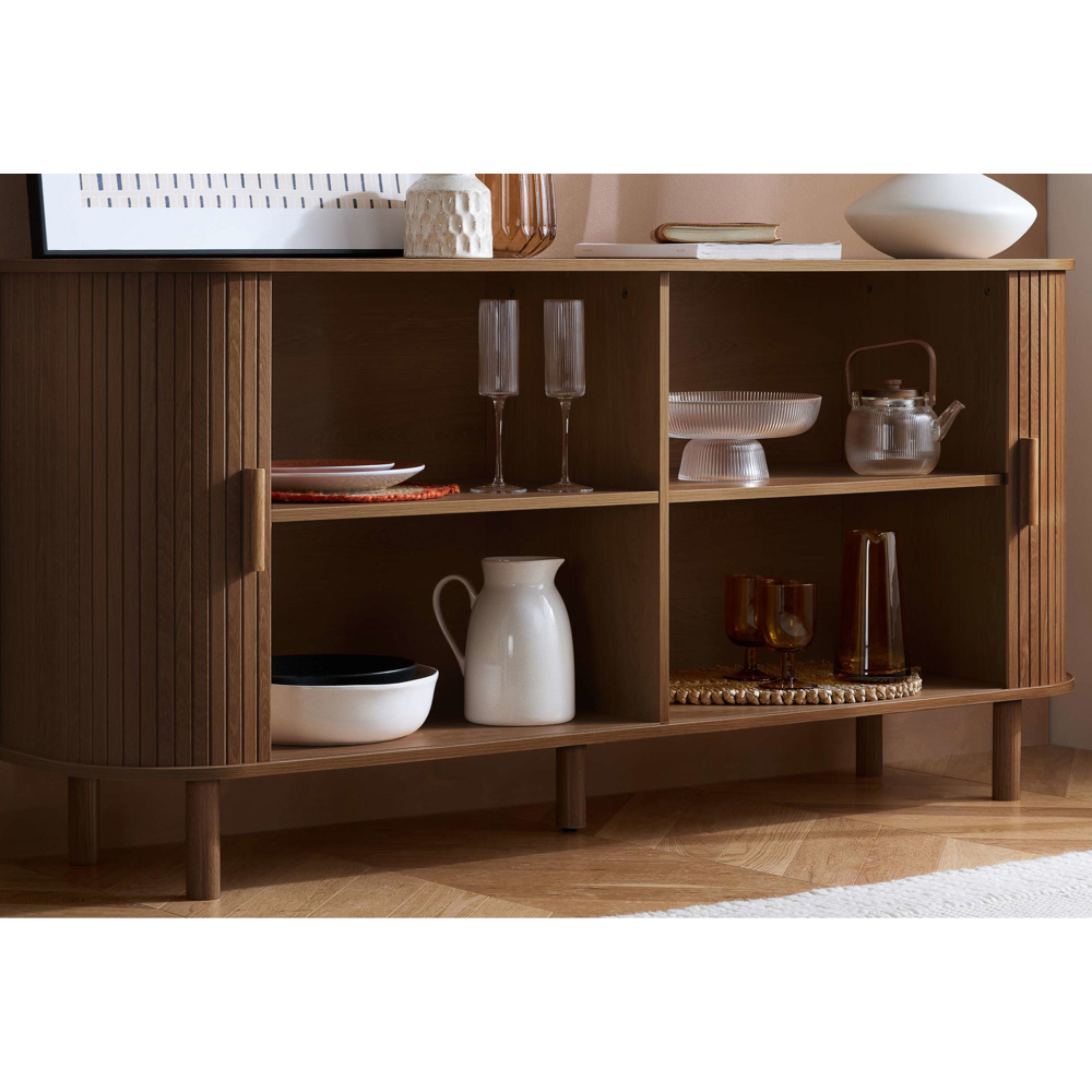 Avenel Wooden Storage Cabinet With 2 Sliding Doors In Walnut