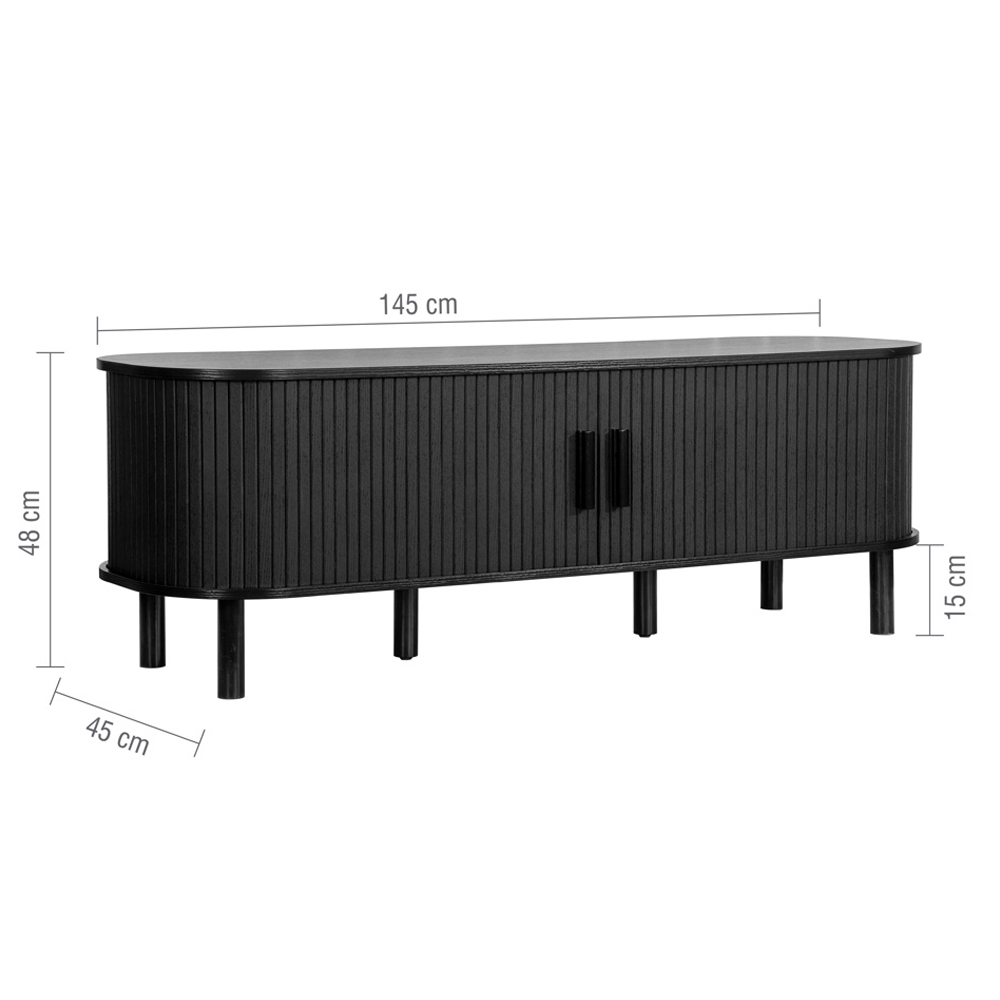 Avenel Wooden TV Stand With 2 Sliding Doors In Black