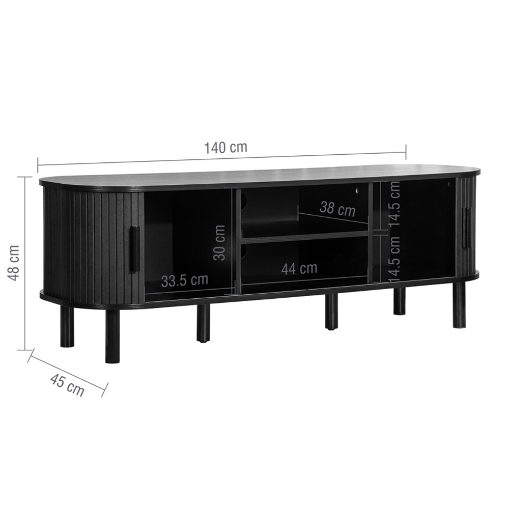 Avenel Wooden TV Stand With 2 Sliding Doors In Black