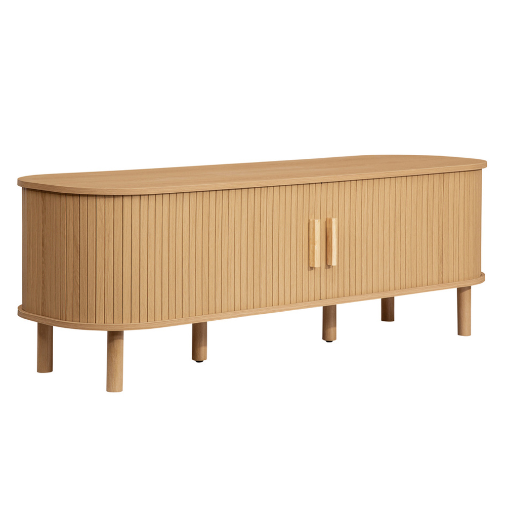 Avenel Wooden TV Stand With 2 Sliding Doors In Oak