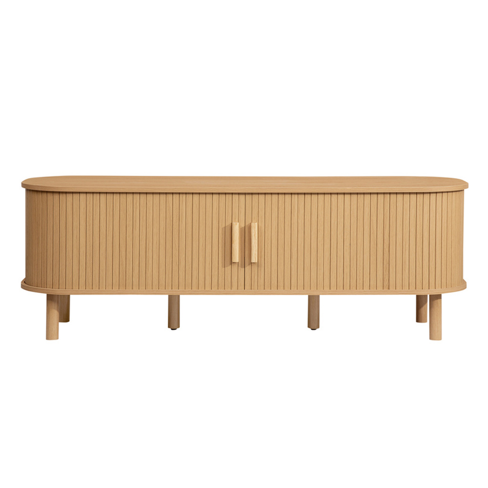 Avenel Wooden TV Stand With 2 Sliding Doors In Oak