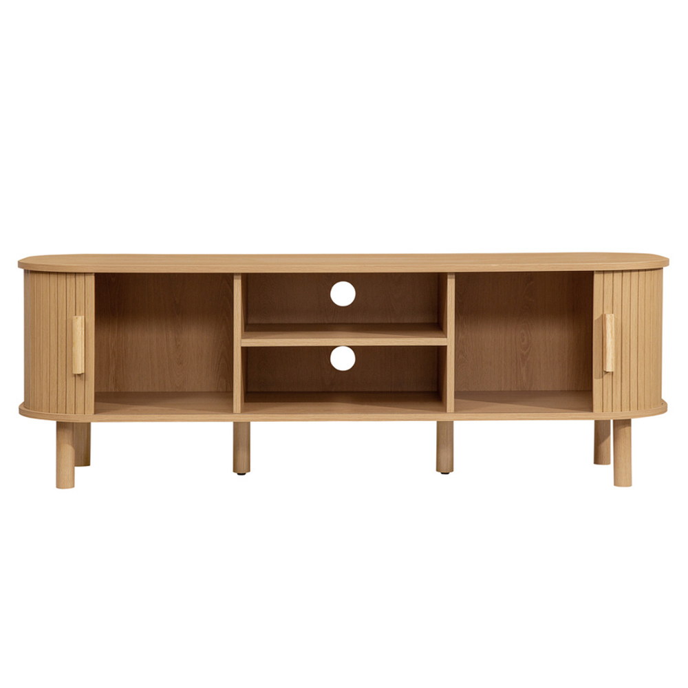 Avenel Wooden TV Stand With 2 Sliding Doors In Oak