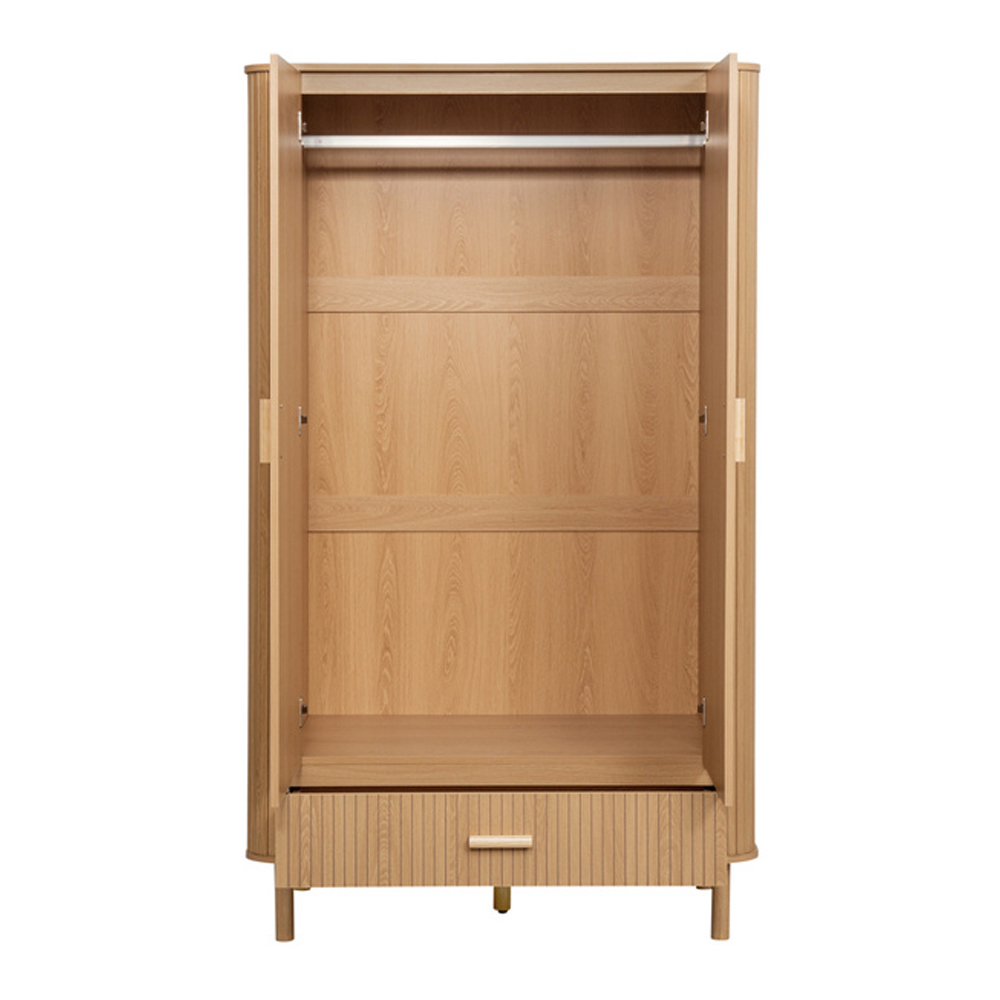 Avenel Wooden Wardrobe With 2 Doors 1 Drawer In Oak