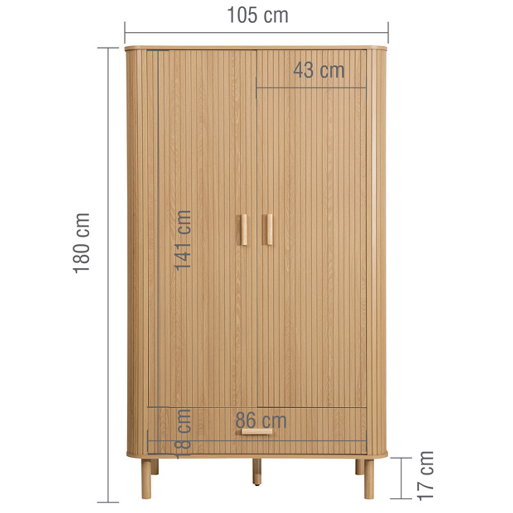 Avenel Wooden Wardrobe With 2 Doors 1 Drawer In Oak