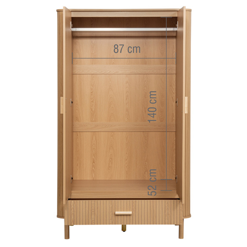 Avenel Wooden Wardrobe With 2 Doors 1 Drawer In Oak