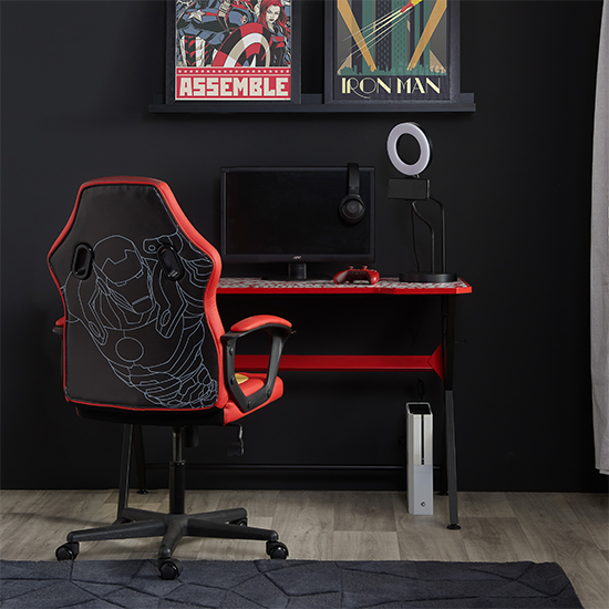 Avengers Faux Leather Childrens Computer Gaming Chair In Red_2