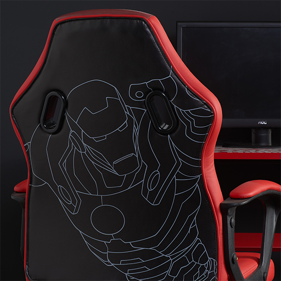 Avengers Faux Leather Childrens Computer Gaming Chair In Red_3