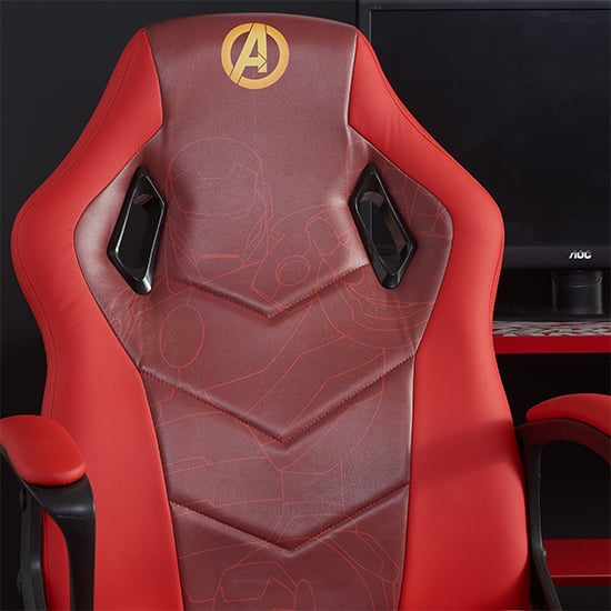 Avengers Faux Leather Childrens Computer Gaming Chair In Red_4