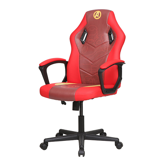 Avengers Faux Leather Childrens Computer Gaming Chair In Red_8